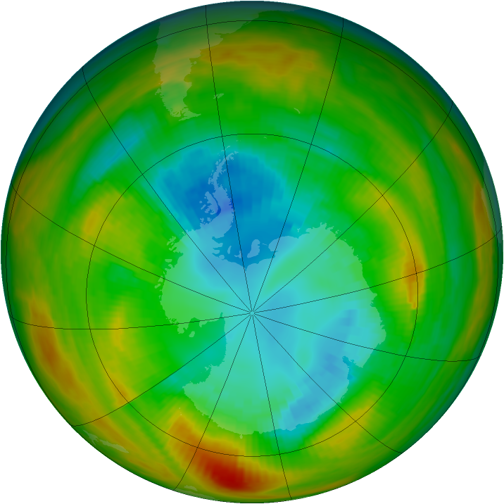 Antarctic ozone map for 30 August 1979